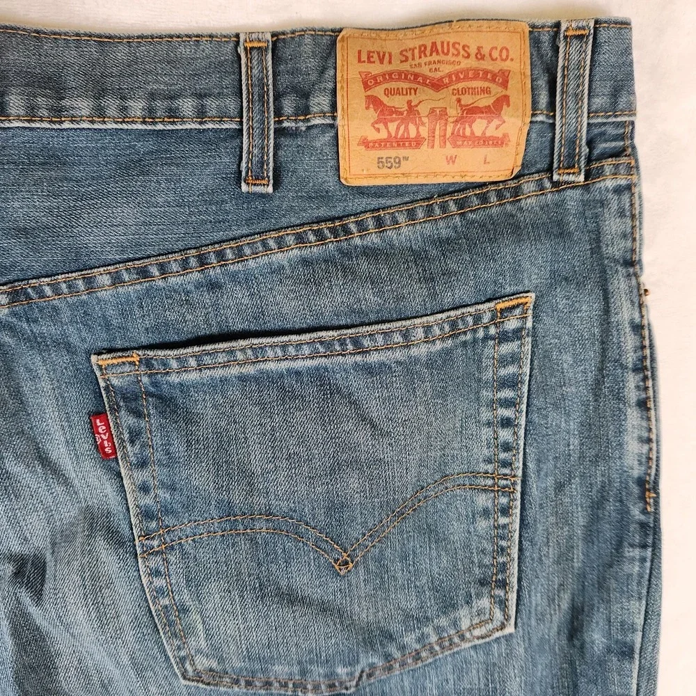 Levis 559 Relaxed Straight Jeans Mens‎ 44x29 Blue Denim Mid Wash